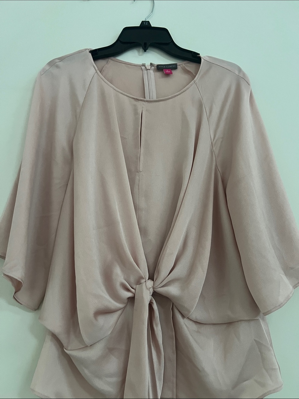 Vince Camuto Dusty Blush Tie-Front Chiffon Blouse - Picture 4 of 7